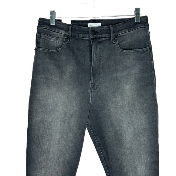 NWT Good American High Waist Black Skinny Jeans Raw Hem Plus Size 14 32 - Picture 3 of 10